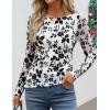 imageZESICA Womens Floral Long Sleeve Shirts 2025 Fall Boat Neck Ruched Tops Slim Fitted Asymmetrical Going Out BlousesWhite