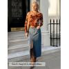 imageZESICA Womens Floral Off Shoulder Long Sleeve Tops 2025 Fall Mesh Ruched Fitted Trendy Going Out Shirts BlousesBrown