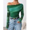 imageZESICA Womens Floral Off Shoulder Long Sleeve Tops 2025 Fall Mesh Ruched Fitted Trendy Going Out Shirts BlousesGreen