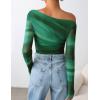 imageZESICA Womens Floral Off Shoulder Long Sleeve Tops 2025 Fall Mesh Ruched Fitted Trendy Going Out Shirts BlousesGreen