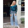 imageZESICA Womens Floral Off Shoulder Long Sleeve Tops 2025 Fall Mesh Ruched Fitted Trendy Going Out Shirts BlousesLakeblue