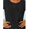 imageZESICA Womens Long Sleeve Babydoll Tops Crewneck Tie Front Casual Loose Ruffle Flowy Peplum Shirts 2025 Fall BlousesBlack