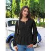 imageZESICA Womens Long Sleeve Babydoll Tops Crewneck Tie Front Casual Loose Ruffle Flowy Peplum Shirts 2025 Fall BlousesBlack