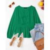 imageZESICA Womens Long Sleeve Babydoll Tops Crewneck Tie Front Casual Loose Ruffle Flowy Peplum Shirts 2025 Fall BlousesGreen