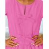 imageZESICA Womens Long Sleeve Babydoll Tops Crewneck Tie Front Casual Loose Ruffle Flowy Peplum Shirts 2025 Fall BlousesHot Pink