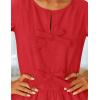 imageZESICA Womens Long Sleeve Babydoll Tops Crewneck Tie Front Casual Loose Ruffle Flowy Peplum Shirts 2025 Fall BlousesRed