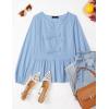 imageZESICA Womens Long Sleeve Babydoll Tops Crewneck Tie Front Casual Loose Ruffle Flowy Peplum Shirts 2025 Fall BlousesSky