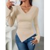 imageZESICA Womens Long Sleeve Cowl Neck Shirts Slim Fit Going Out Y2k Tops Blouses 2025 Fall Outfits Fashion ClothesApricot
