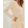 imageZESICA Womens Long Sleeve Fall Dresses 2025 Fashion V Neck Casual Loose Ruffle Flowy A Line Tiered Midi DressApricot