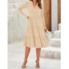 imageZESICA Womens Long Sleeve Fall Dresses 2025 Fashion V Neck Casual Loose Ruffle Flowy A Line Tiered Midi DressApricot