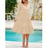 imageZESICA Womens Long Sleeve Fall Dresses 2025 Fashion V Neck Casual Loose Ruffle Flowy A Line Tiered Midi DressApricot