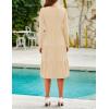 imageZESICA Womens Long Sleeve Fall Dresses 2025 Fashion V Neck Casual Loose Ruffle Flowy A Line Tiered Midi DressApricot