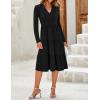 imageZESICA Womens Long Sleeve Fall Dresses 2025 Fashion V Neck Casual Loose Ruffle Flowy A Line Tiered Midi DressBlack