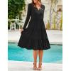 imageZESICA Womens Long Sleeve Fall Dresses 2025 Fashion V Neck Casual Loose Ruffle Flowy A Line Tiered Midi DressBlack