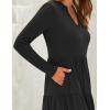 imageZESICA Womens Long Sleeve Fall Dresses 2025 Fashion V Neck Casual Loose Ruffle Flowy A Line Tiered Midi DressBlack