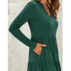 imageZESICA Womens Long Sleeve Fall Dresses 2025 Fashion V Neck Casual Loose Ruffle Flowy A Line Tiered Midi DressDarkgreen