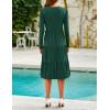 imageZESICA Womens Long Sleeve Fall Dresses 2025 Fashion V Neck Casual Loose Ruffle Flowy A Line Tiered Midi DressDarkgreen