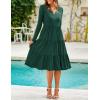 imageZESICA Womens Long Sleeve Fall Dresses 2025 Fashion V Neck Casual Loose Ruffle Flowy A Line Tiered Midi DressDarkgreen
