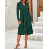 imageZESICA Womens Long Sleeve Fall Dresses 2025 Fashion V Neck Casual Loose Ruffle Flowy A Line Tiered Midi DressDarkgreen