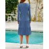 imageZESICA Womens Long Sleeve Fall Dresses 2025 Fashion V Neck Casual Loose Ruffle Flowy A Line Tiered Midi DressDustyblue