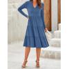 imageZESICA Womens Long Sleeve Fall Dresses 2025 Fashion V Neck Casual Loose Ruffle Flowy A Line Tiered Midi DressDustyblue