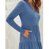 imageZESICA Womens Long Sleeve Fall Dresses 2025 Fashion V Neck Casual Loose Ruffle Flowy A Line Tiered Midi DressDustyblue
