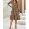 imageZESICA Womens Long Sleeve Fall Dresses 2025 Fashion V Neck Casual Loose Ruffle Flowy A Line Tiered Midi DressKhaki