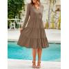 imageZESICA Womens Long Sleeve Fall Dresses 2025 Fashion V Neck Casual Loose Ruffle Flowy A Line Tiered Midi DressKhaki