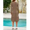 imageZESICA Womens Long Sleeve Fall Dresses 2025 Fashion V Neck Casual Loose Ruffle Flowy A Line Tiered Midi DressKhaki