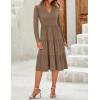 imageZESICA Womens Long Sleeve Fall Dresses 2025 Fashion V Neck Casual Loose Ruffle Flowy A Line Tiered Midi DressKhaki