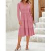imageZESICA Womens Long Sleeve Fall Dresses 2025 Fashion V Neck Casual Loose Ruffle Flowy A Line Tiered Midi DressPink