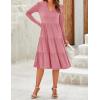 imageZESICA Womens Long Sleeve Fall Dresses 2025 Fashion V Neck Casual Loose Ruffle Flowy A Line Tiered Midi DressPink
