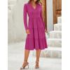 imageZESICA Womens Long Sleeve Fall Dresses 2025 Fashion V Neck Casual Loose Ruffle Flowy A Line Tiered Midi DressRose