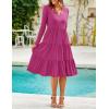 imageZESICA Womens Long Sleeve Fall Dresses 2025 Fashion V Neck Casual Loose Ruffle Flowy A Line Tiered Midi DressRose