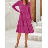 imageZESICA Womens Long Sleeve Fall Dresses 2025 Fashion V Neck Casual Loose Ruffle Flowy A Line Tiered Midi DressRose
