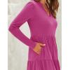 imageZESICA Womens Long Sleeve Fall Dresses 2025 Fashion V Neck Casual Loose Ruffle Flowy A Line Tiered Midi DressRose
