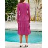 imageZESICA Womens Long Sleeve Fall Dresses 2025 Fashion V Neck Casual Loose Ruffle Flowy A Line Tiered Midi DressRose
