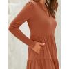 imageZESICA Womens Long Sleeve Fall Dresses 2025 Fashion V Neck Casual Loose Ruffle Flowy A Line Tiered Midi DressRust