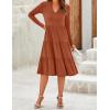 imageZESICA Womens Long Sleeve Fall Dresses 2025 Fashion V Neck Casual Loose Ruffle Flowy A Line Tiered Midi DressRust