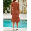 imageZESICA Womens Long Sleeve Fall Dresses 2025 Fashion V Neck Casual Loose Ruffle Flowy A Line Tiered Midi DressRust