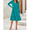 imageZESICA Womens Long Sleeve Fall Dresses 2025 Fashion V Neck Casual Loose Ruffle Flowy A Line Tiered Midi DressTurquoise