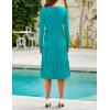 imageZESICA Womens Long Sleeve Fall Dresses 2025 Fashion V Neck Casual Loose Ruffle Flowy A Line Tiered Midi DressTurquoise