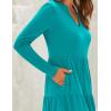 imageZESICA Womens Long Sleeve Fall Dresses 2025 Fashion V Neck Casual Loose Ruffle Flowy A Line Tiered Midi DressTurquoise