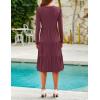 imageZESICA Womens Long Sleeve Fall Dresses 2025 Fashion V Neck Casual Loose Ruffle Flowy A Line Tiered Midi DressWine