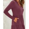 imageZESICA Womens Long Sleeve Fall Dresses 2025 Fashion V Neck Casual Loose Ruffle Flowy A Line Tiered Midi DressWine