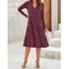 imageZESICA Womens Long Sleeve Fall Dresses 2025 Fashion V Neck Casual Loose Ruffle Flowy A Line Tiered Midi DressWine