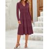 imageZESICA Womens Long Sleeve Fall Dresses 2025 Fashion V Neck Casual Loose Ruffle Flowy A Line Tiered Midi DressWine