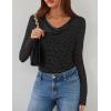 imageZESICA Womens Long Sleeve Floral Tops Cowl Neck Slim Fit Going Out Shirts 2025 Fall Fashion Outfits ClothesBlack