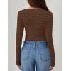 imageZESICA Womens Long Sleeve Floral Tops Cowl Neck Slim Fit Going Out Shirts 2025 Fall Fashion Outfits ClothesCoffee