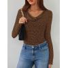imageZESICA Womens Long Sleeve Floral Tops Cowl Neck Slim Fit Going Out Shirts 2025 Fall Fashion Outfits ClothesCoffee